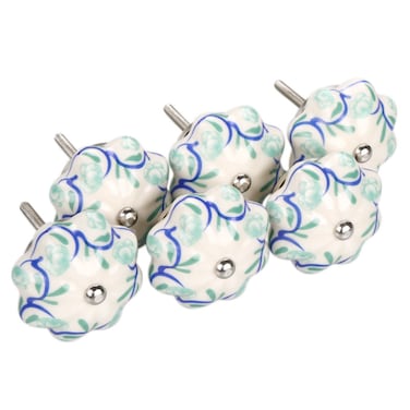 uxcell sourcing map Pack of 6 Ceramic Drawer Knobs Drawer Pull Handle Cupboard Door Classic Macrocarpa Tree Vine 40 x 26 mm