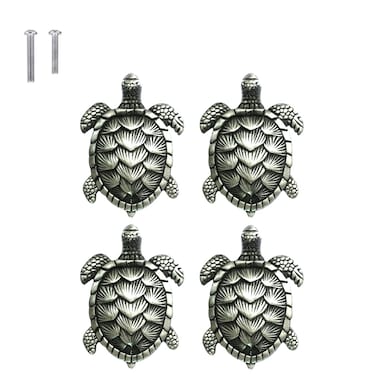 ZILucky Turtle Drawer knobs Nautical Beach Ocean Theme Home Decor Drawer Pulls Handles for Dresser Cupboard Wardrobe Cabinet Kitchen Tortoise Knobs Pack of 4 Pewter
