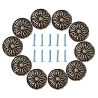 RilexAwhile Cabinet Knob 10Pcs 33mm Dresser Cupboard Cabinet Drawer Knobs Wardrobe Door Pull Handle for Home Office Copper ik02