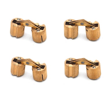 XMHF 4Pack Brass Barrel Hinges Cylindrical Hidden Cabinet Concealed Invisible Furniture Hinges Mount 180 Degree Opening Angle 12 mm