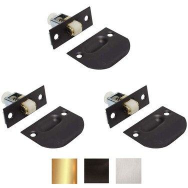 Litepak Adjustable Roller Catch for Furniture Closet Door Cabinet wStrike Plate  Screws 3 Pack Oil Rubbed Bronze
