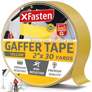 XFasten Yellow Gaffers Tape 2 Inch x 30 Yards Cable Management Gaffer Tape Ideal Indoor Outdoor Pro Gaff Tape 2 Inch NonReflective Matte Gaffing for Photography Music Film Events
