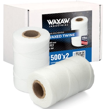 Waxed 100 Polyester White TwineCord  1005 feet 335 Yards  9ply  115Pound Loop Strength Cable Tie Down Lacing 2pack 4330221495