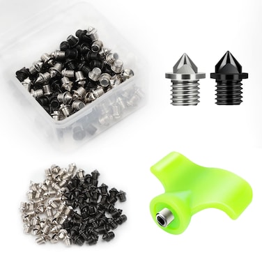 Nuolifee 100 Pcs Track Spikes 18 inch  316 inch  14 inch Steel Track Shoe Spikes Replacements wiht Spike Wrench for Sports Running Track Shoes