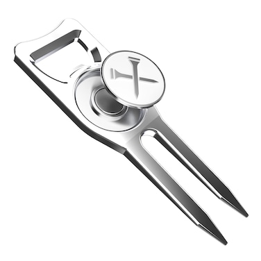 Blue Tees Golf  6 in One Divot Repair Tool  Silver