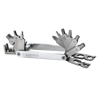 SwissTech ST35060 Polished SS 20in1 Bicycle Multitool Kit for Bike Repair Sports Camping Outdoors