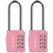Puroma 2 Pack 26 Inch Long Shackle Combination Lock 4 Digit Outdoor Waterproof Padlock for School Gym Locker Sports Locker Fence Gate Toolbox Case Hasp Storage Rose Pink