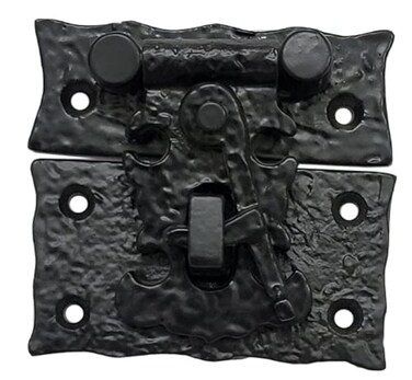 Adonai Hardware 3 InchOshea Antique Cast Iron Hasp  Staple with Lock for Trunks and Jewellery Boxes  Matte Black Powder Coated Antique Hardware Cabinet Hardware