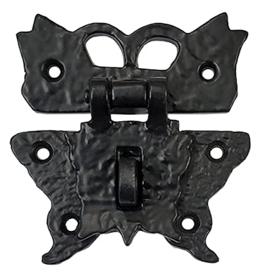 Adonai Hardware 31 InchShiza Antique Cast Iron Hasp and Staple for Trunks and Jewellery Boxes  Matte Black Powder Coated