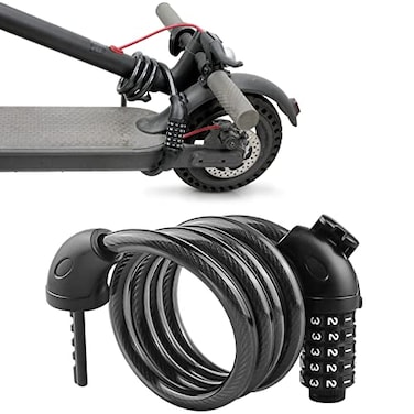 Seway Scooter Lock Cable for Xiaomi Mijia M365 ES Series Segway Ninebot Bicycle Combination Locks Coiled Chain Lock Basic Self Coiling Core Steel Wire 4 ft Long 13 inch Fit for M365ES1ES2ES3ES4