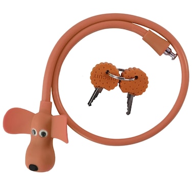 WOOQOTT Bike Cable LockCable Lock with KeysSilicone Covered Bike Lock Kids Cable Lock Cartoon Lock2 Feet Lock for BikeDoorSkateboardHelmet and More Brown Large