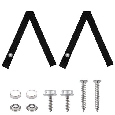 Pontoon Boat Ladder Strap18 inches Long Extra Durable UV Resistant Boat Ladder Strap with Stainless Steel Snap Screws Black 2 Pack