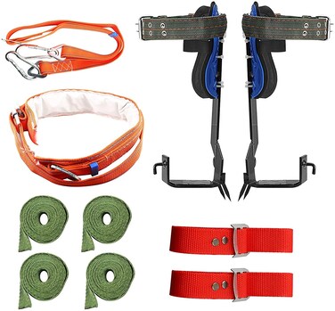 TWSOUL Tree Climbing Spikes with Harness Belt 304 Stainless Steel Tree Climbing Tool 2 Gears with Adjustable Climbing NonSlip Pedal for Picking Fruit Climbing Trees and Outdoor Sports