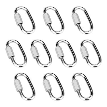 Vmuter 10 Pcs 15 304 Stainless Steel Screw Chain Quick Links Carabiner Locking Quick Chain Repair Links Pets Keychain for Outdoor Traveling Equipment 220 Lbs Capacity