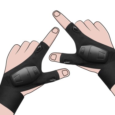 Vinstein Flashlight Gloves for MenLed Flashlight Gloves Gadgets MenS Gifts for Dad Boy Friend Husband Led Waterproof Flashlight Gloves for Camping Fishing Repairing