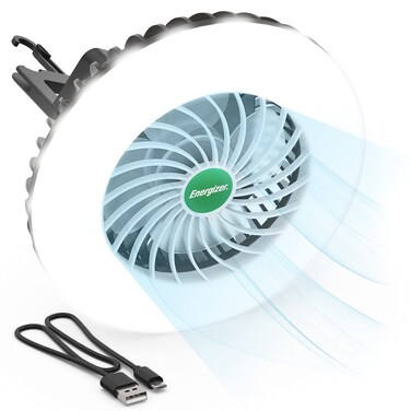 ENERGIZER LED Camping Lantern with Tent Fan S500 PRO Rechargeable Camping Fan Light with Hanging Hook for Camping Hiking Hurricane Emergency USB Included