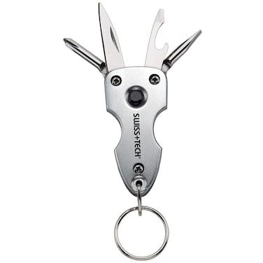 SWISSTECH ST60300 Key Ring MultiTool with LED Flashlight 7in1 Tools Use for Auto Single Pack