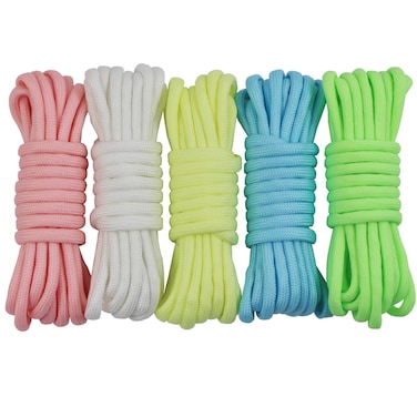 UOOOM 5 pcs Paracord Bracelet Cord Glow in The Dark 9 Strands Parachute Rope Outdoor Survival Safe Rope Set for DIY Hand Woven 10 Feet Glow in The Dark