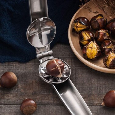 Hyg Protable Nutcracker Chestnut Clip430 Stainless Steel Chestnut Cutter Tool Pistachio Nut Opener Macadamia Nut KnifeWalnut OpenerMetal Nut Opener Plier Multifunction Nutcracker