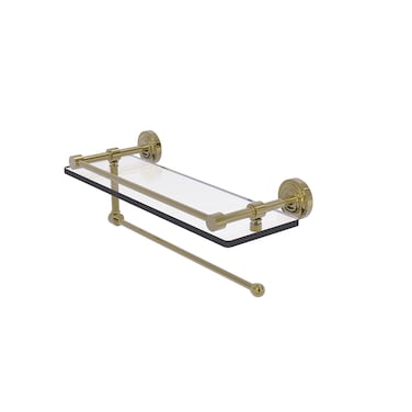 Allied Brass DT1PT16GAL Dottingham Collection Paper Towel Holder with 16 Inch Gallery Glass Shelf Unlacquered Brass