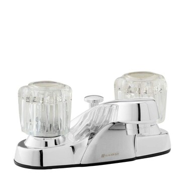Glacier Bay Aragon 4 in Centerset 2Handle LowArc Bathroom Faucet with PopUp Drain in Chrome