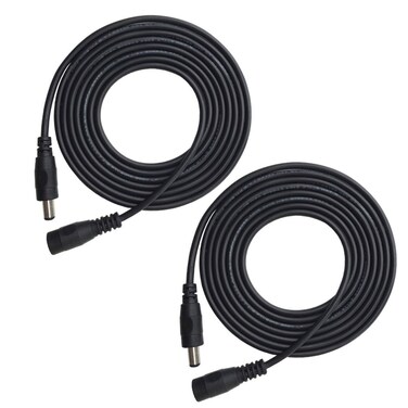 DZYDZR 2pcs 5 Meter 21mm x 55mm DC 12V Adapter Cable DC Plug Extension Cable Male to Female Black for LED CCTV Car Monitors and More 164ft