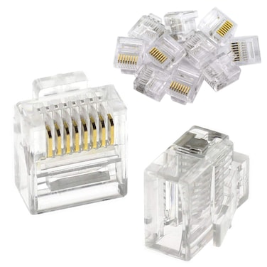 MEETOOT 10pcs CAT5 Short RJ45 Plug 8P8C Crimp Network Connector Gold Plated Modular Ethernet LAN Cable Head Crystal Adapter Unshielded