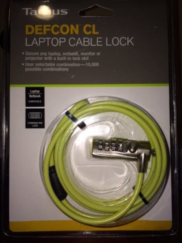 Defcon CL Laptop Cable Lock with Combination  65 feet  Lime Green