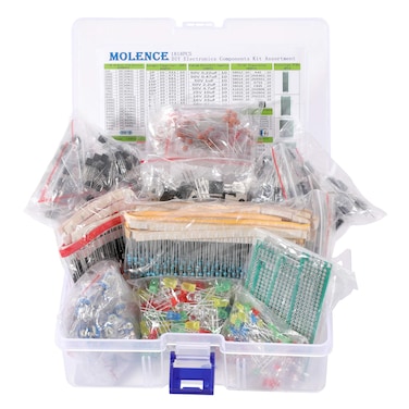 Molence DIY Electronics Components Kit Assortment Resistors 1818PCS LED Triode Capacitors Diodes PCB Potentiometer Variable Resistance Stabilivolt for Arduino UNO MEGA2560 Raspberry Pi MCU