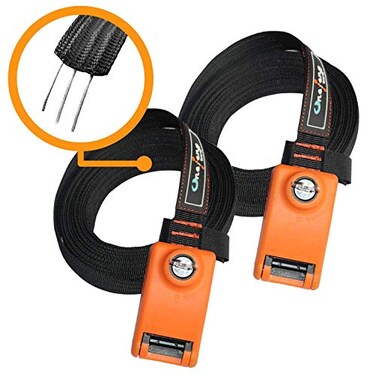 Onefeng Sports Lockable Tie Down Strap with 3 Stainless Steel Cables  2 Pack