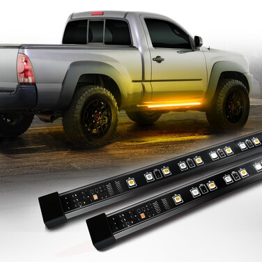 OPT7 2pc 48 Sidekick Running Board LED Strips wSEQUENTIAL Amber Turn Signal DRL and White Courtesy Light