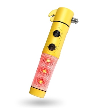 Tianmei 6in1 MultiFunction Emergency Rescue Car Seat Belt Cutter Safety Hammer Breaker Screwdriver Flashlight Disaster Escape Tool Yellow Generic
