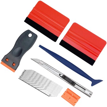 CARTINTS Car Vinyl Wrap Window Film Installation Tools Wallpaper Smoothing Tools with Felt Edge Squeegee Scraper and Utility Knife