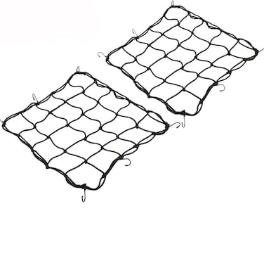 2 Pack of 157x157 Bungee Cargo Net Stretches to 30x30 Elastic Motorcycle Luggage Bungee Netting with 12 Metal Hooks Stretchable Bungee Cord Mesh Load Net Bike Paddle board Quad Canoe Moped ATV