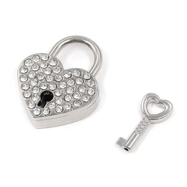 Tulead HeartShaped Lock Old Lock Heart Silver Mini Padlock 151x118 Baggage Lock Metal Padlock Heart with Key