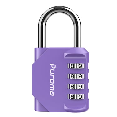 Puroma 1 Pack Combination Lock 4 Digit Locker Lock Outdoor Waterproof Padlock for School Gym Locker Sports Locker Fence Toolbox Gate Case Hasp Storage Purple