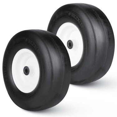 Flat Free Mower Tire wSteel Wheel 13x5006 for 3646 Deck HandPush Lawn Mowers Tractor  Hub 32559 with 34 Greased Bushing 135006 T161 2 Pack