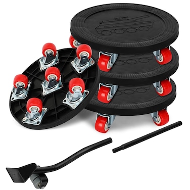 Lunarlipes Enlarged Circular 6Wheel Rubber Wheel Moving Tool Red
