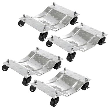 Towallmark Car Dolly 4 Pack Upgraded Car Dolly with Nylon Wheels 6000lbs Load Bearing Tire Wheel Dolly Vehicle with 360 Rotational Wheel for Moving Cars Trucks Trailers Motorcycles Silver