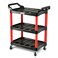 DNA MOTORING 3Level Composite Workshop Trolley 120 KG Capacity PP Cart Portable on Wheels for Garage Warehouse Workshop Use Black TOOLS00426
