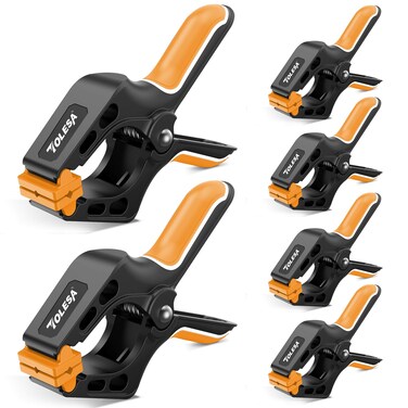 TOLESA 7  4 Inch Spring Clamps for Woodworking 6PC Large Wood Clamps with 30 Lbs Powerful Clamping Force Reinforced Plastic Nylon Clamps 35 Inch Jaw Opening with Heavy Duty Spring for Gluing Crafts
