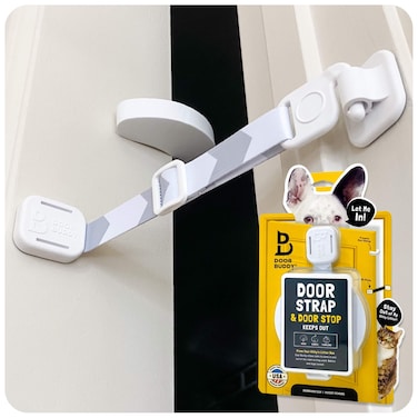 Door Buddy Door Latch Plus Door Stopper Keep Dog Out of Litter Box and Prevent Door from Closing This Cat Gate and Cat Door Alternative Installs in Seconds and is Easy for Cats and Adults to Use