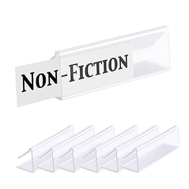 GlossyEnd Pack of 25  Clear Plastic Shelf Label Holder Wood Shelf Sign and Ticket Holder Clips On to Shelves 58 to 34 Thick  Length of Label Area 3 X Height of Label Area 78