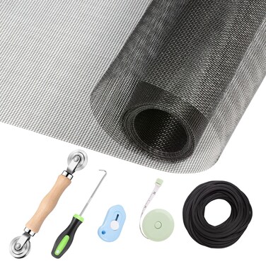 Tooltriz Window Screen Repair Kit  59 x 106 Screen Door Replacement Fiberglass Screen Mesh with All Screen Tools for Sliding Door and Patio Screen Door Replacement