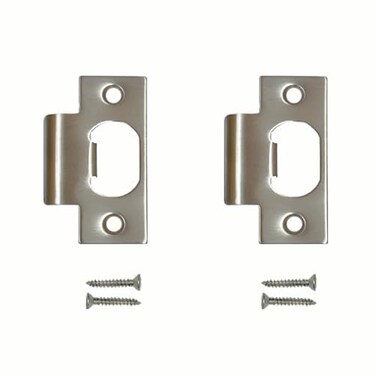 SUMBIN Heavy Duty Replacement Strike Plate T Lip Radius Corner for Knob or Lever Door Lock in Satin Nickel Finish 2 PCS