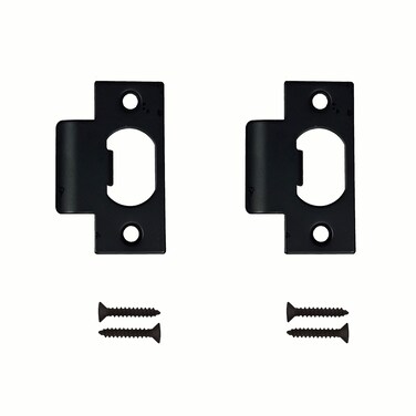 SUMBIN Heavy Duty Replacement Strike Plate T Lip Radius Corner for Knob or Lever Door Lock in Black Finish 2 PCS
