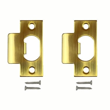 SUMBIN Heavy Duty Replacement Strike Plate T Lip Radius Corner for Knob or Lever Door Lock in Polish Brass Finish 2 PCS