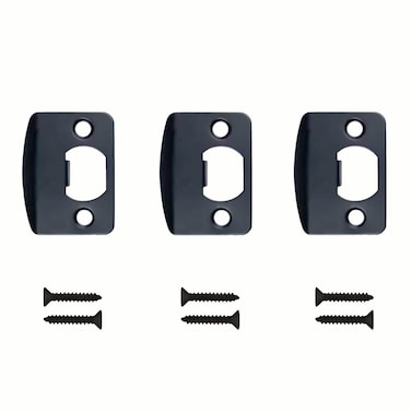SUMBIN Replacement Products Strike Plate Full Lip 214 x 158 for Knob or Latch 14 Thick Black 3 PCS