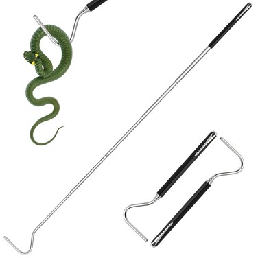 NorthSpoor Mini Snake Hook Stainless Steel Portable Retractable Reptile Hook Grabber Kit Outdoor Rattlesnake Reptile Handling Tool 2 Pieces