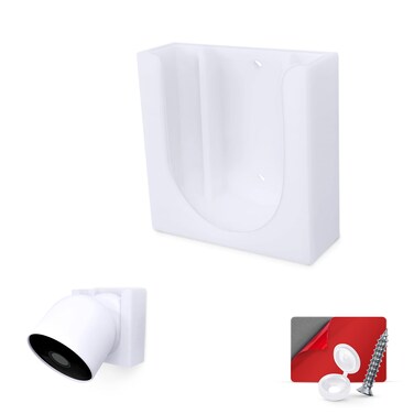 BRAINWAVZ Wall Mount for Google Nest Battery Security Camera Holder  Adhesive  Screwin No Hassle Installation Easy Slotin Design White